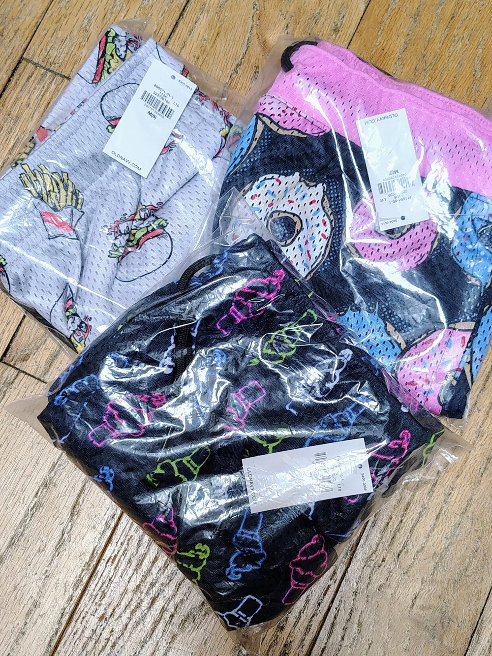 Kids Donut, Burger & Ice Cream Print Shorts - Multi Color